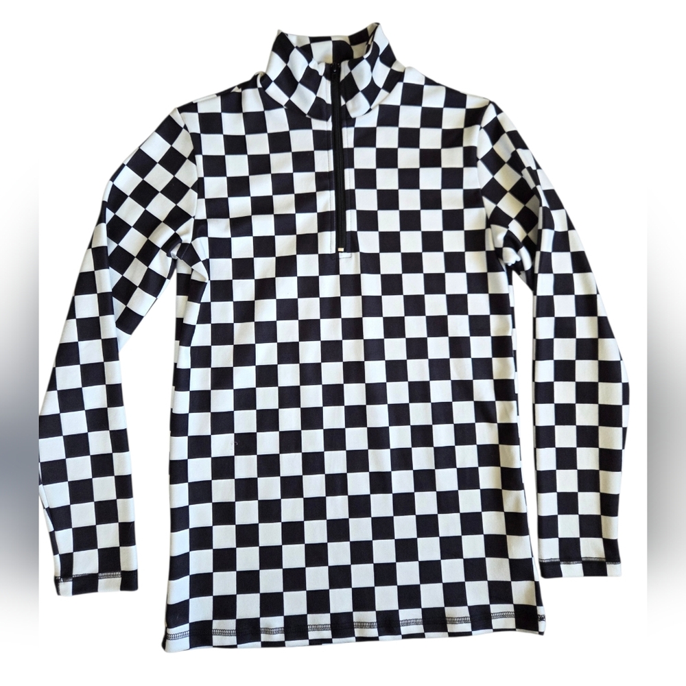 Sterling Kreek Black Checkered Quarter Zip Shirt XS
